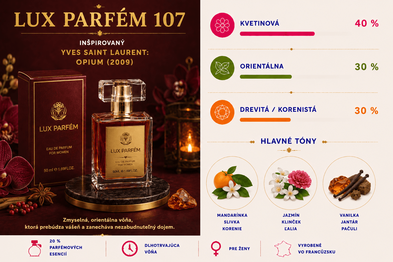 Lux Parfém 107 – Inšpirovaný Yves Saint Laurent: Opium (2009)